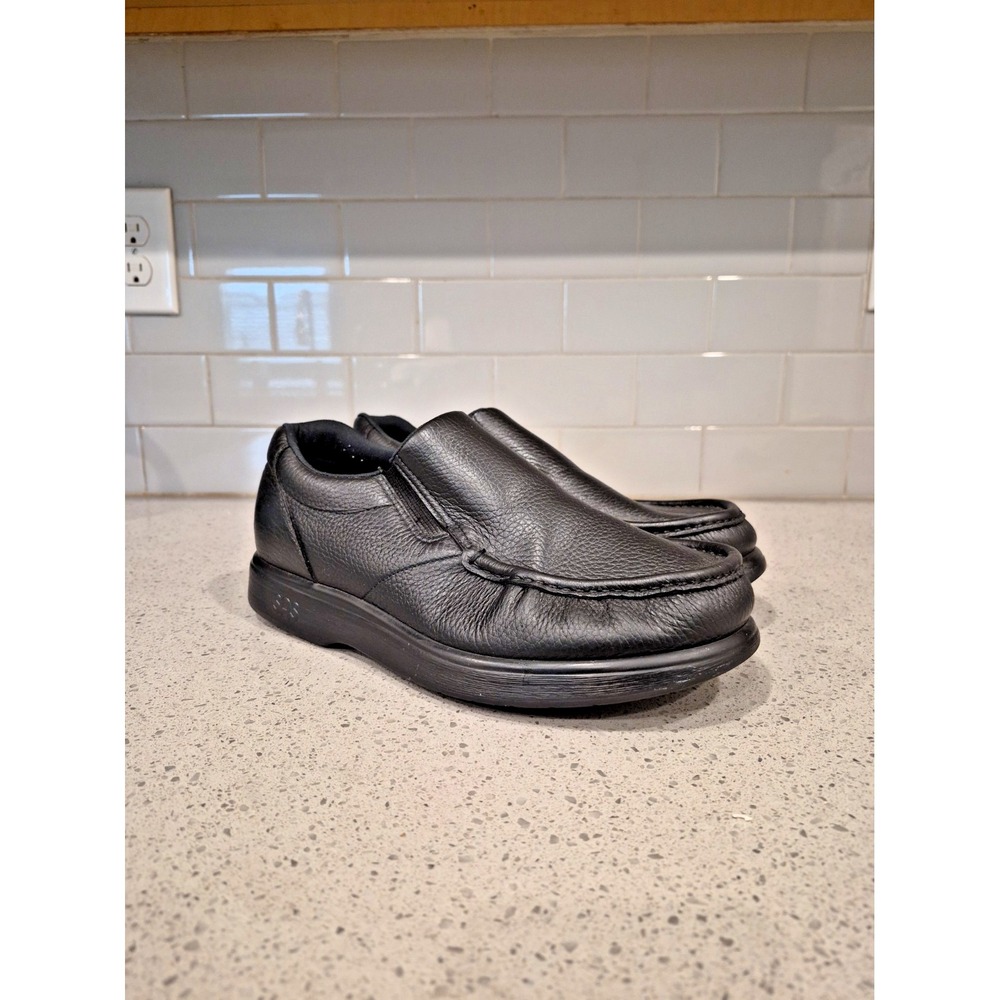 SAS Side Gore Comfort Shoes Mens Sz 9.5 M Black Leather Slip On Loafer Walking